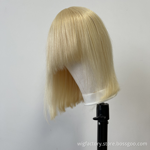 Wholesale Straight 613 blonde remi human hair wigs blond bang, blonde bob 613 lace front wig,150% density bob wigs human hair